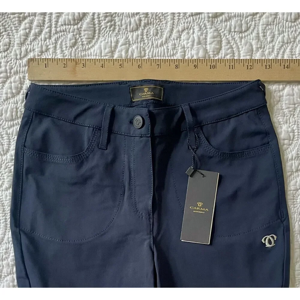 Carma Italia Wonder Pat Breeches IT 38 Navy Knee Grip NWT Italy